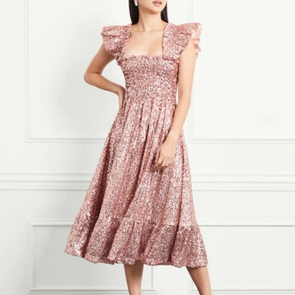 Hill House The Ellie Rose Gold Sequin Nap Dress XXS